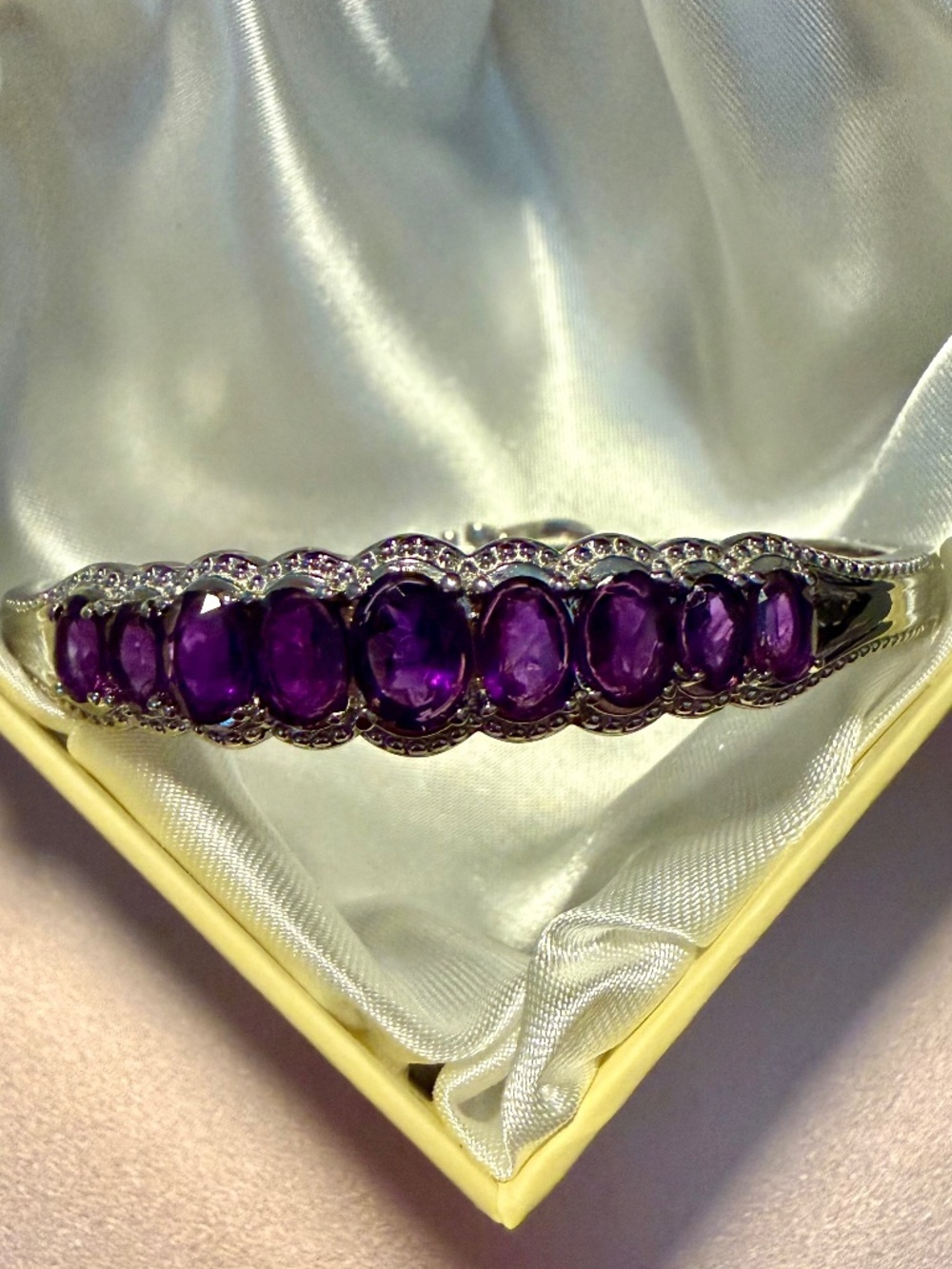 New EverTrue African Amethyst Bangle Bracelet - Picture 2 of 3